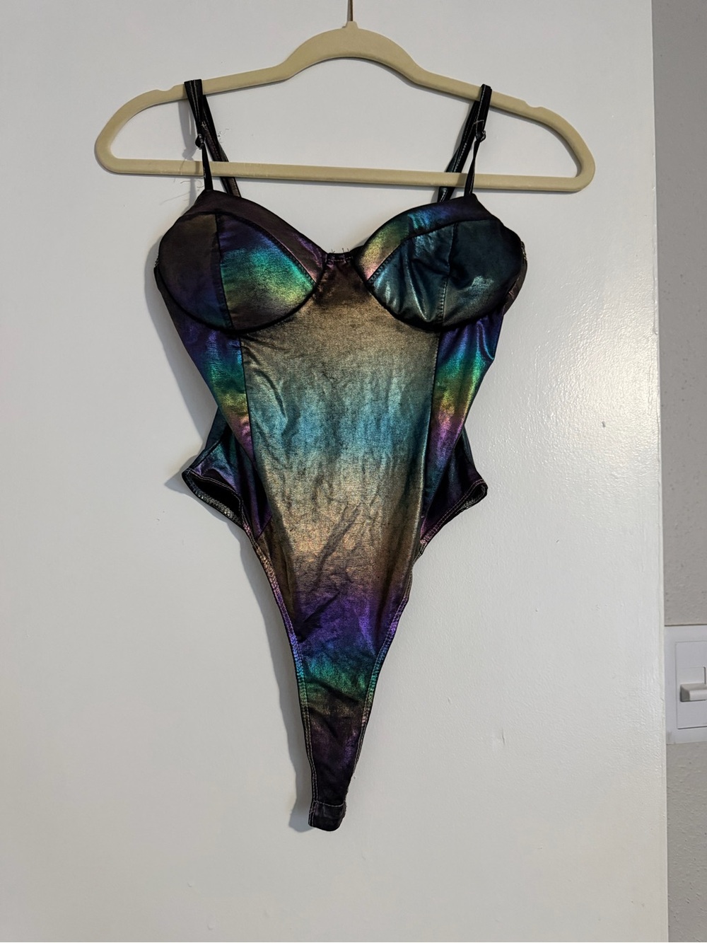 Fashion Nova Iridescent Multi-Color Bodysuit
